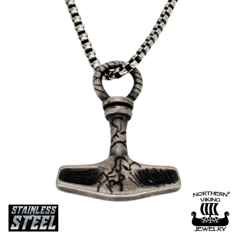 Northern Viking Jewelry Forged Thor's Hammer Halskette NVJRS149_50