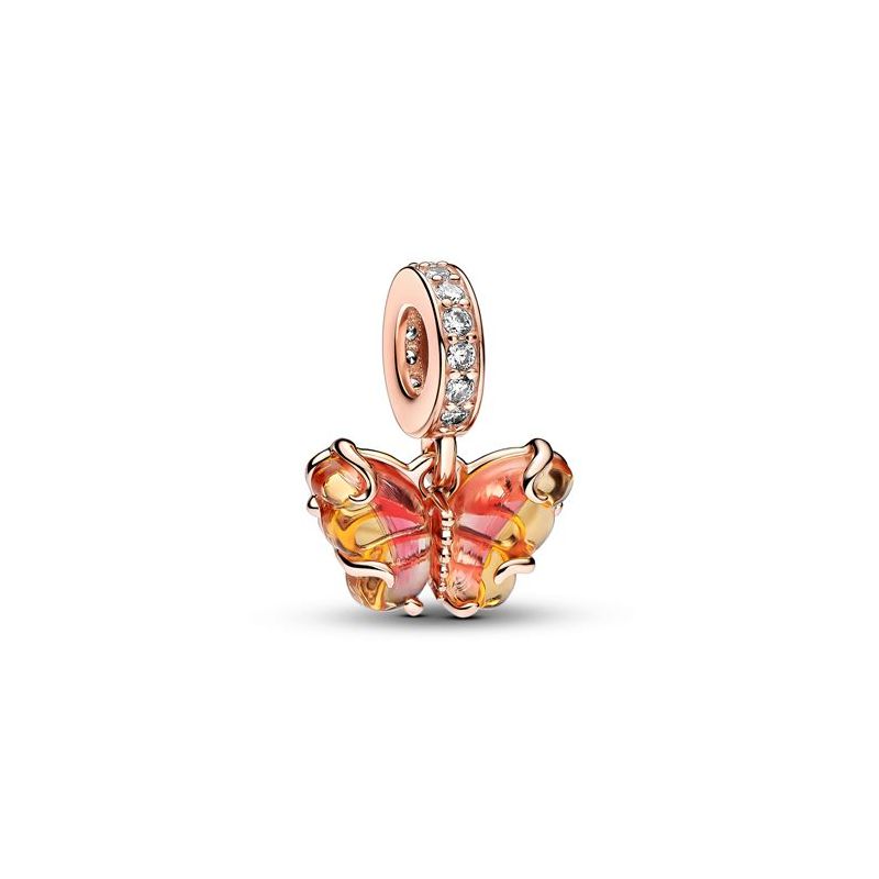 Pandora Pink & Yellow Murano Glass Butterfly Dangle hela 782698C01-1