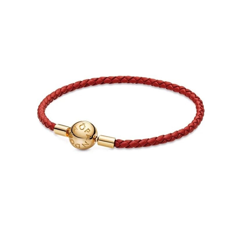 Pandora Moments Red Woven Leather rannekoru 19 cm 568777C01-1