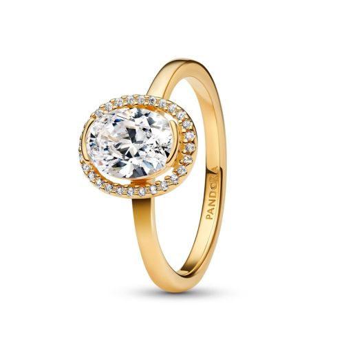 Pandora Oval Sparkling Halo sormus 163802C01