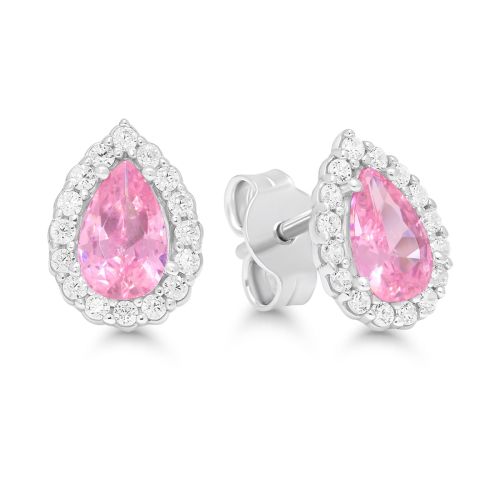 Silver Earrings, Light Pink Drop BOL-E1182Zpink