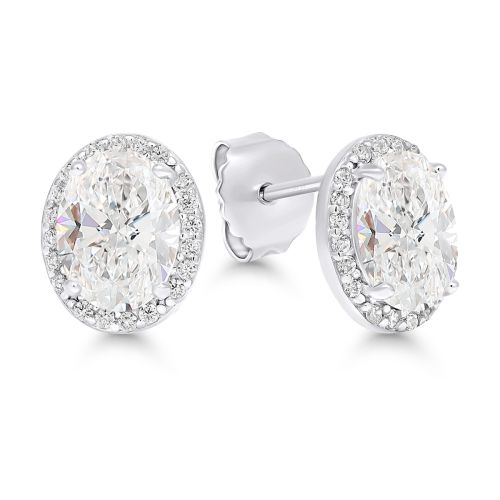 Silver Earrings with Zirconia, Oval E-1032Z