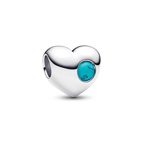 Pandora Engravable Turquoise Blue Stone Heart hela, joulukuu 794161C12