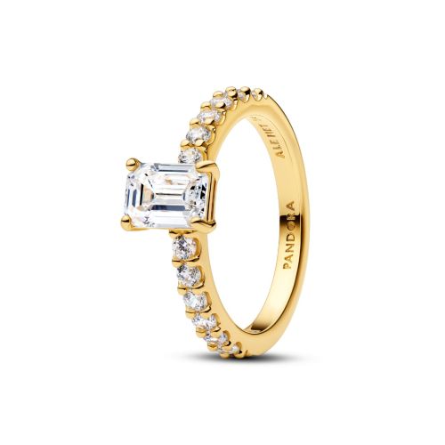 Pandora Rectangular Sparkling Halo ring 164506C01