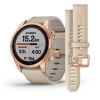 Garmin Fenix 7S, Sapphire Solar, Ruusukullan värinen titaani ja kalkkikiven värinen nahkahihna 010-02539-35-0