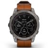 Garmin Fenix 7 Sapphire Solar, Titaani ja ruskea nahkahihna 010-02540-31-3
