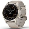 Garmin fēnix 7S Pro - Sapphire Solar Edition Pehmeän kullansävyinen ruostumaton teräs ja vaaleanharmaa nahkaranneke 010-02776-30-2