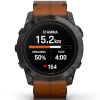 Garmin epix Pro (Gen 2) Sapphire Edition  51 mm Hiilenharmma DLC-pinnoitettu titaani, kastanjanruskea nahkahihna 010-02804-30-2