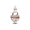 Pandora Moments Two-tone Twistable Heart Padlock Double Dangle hela 783079C01-1