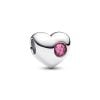 Pandora Engravable Pink Stone Heart Charme 794161C10