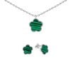 Silberschmuckset, grüne Blume