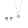 Silbernes Schmuckset mit violettem Stein