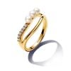 Pandora Treated Freshwater Cultured Pearl & Organically Shaped Double Band sormus 163258C01-3