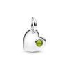 Pandora August Engravable Heart Spring Green Stone Dangle Charme 794295C08