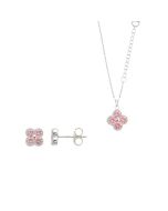Silver jewelry Set, Light Pink Flower