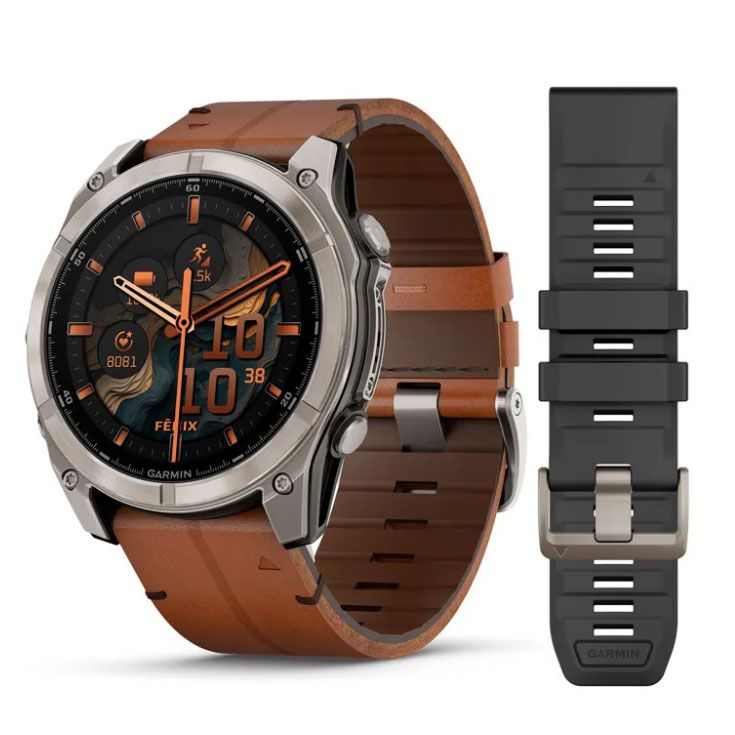 Garmin Fenix 8 Amoled Titanium 51 mm ruskea ja musta ranneke 010-02905-40