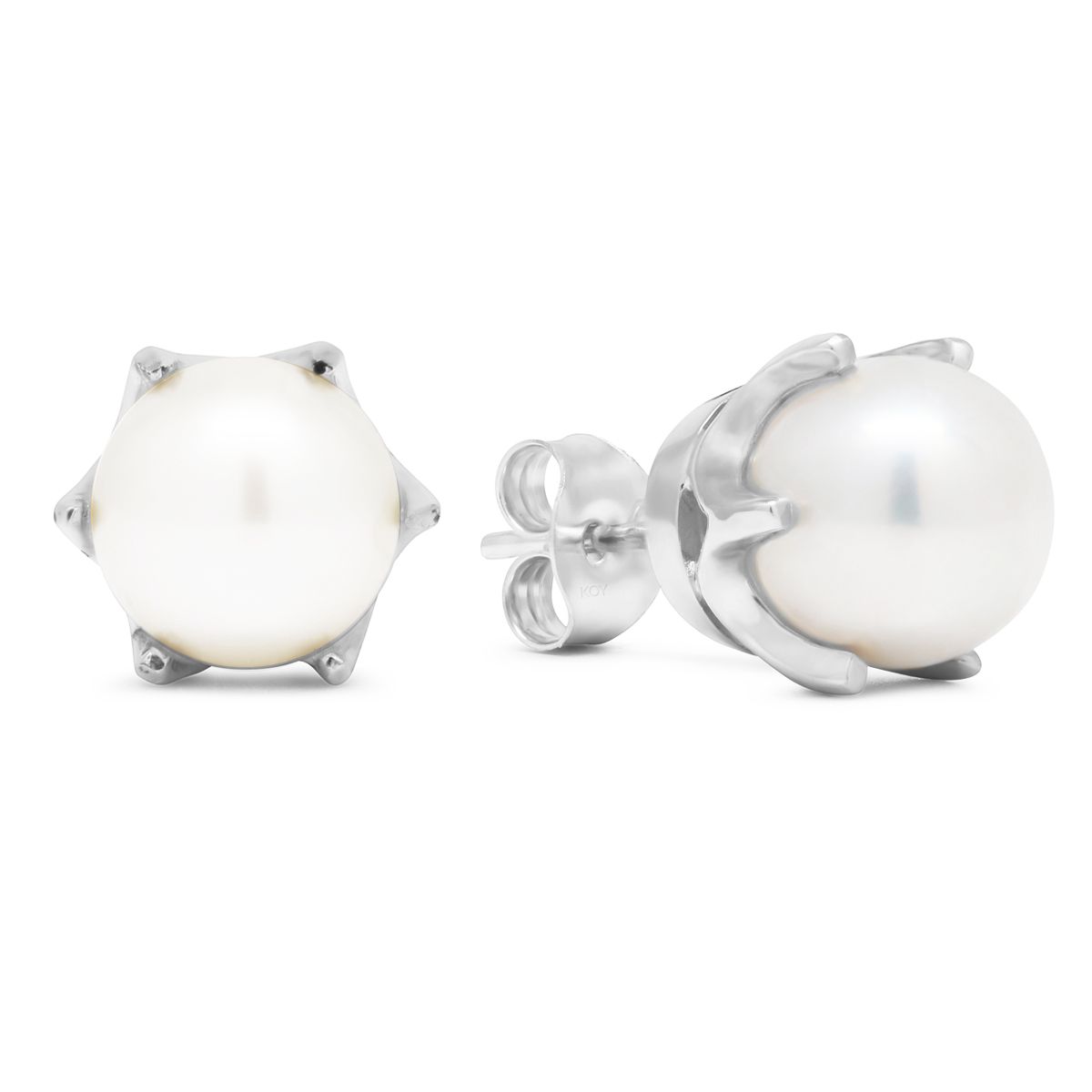 Valkokultaiset helmikorvakorut 8 mm 1038Wvalk