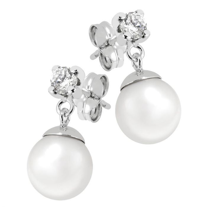 Valkokultaiset helmikorvakorut 413842-00R