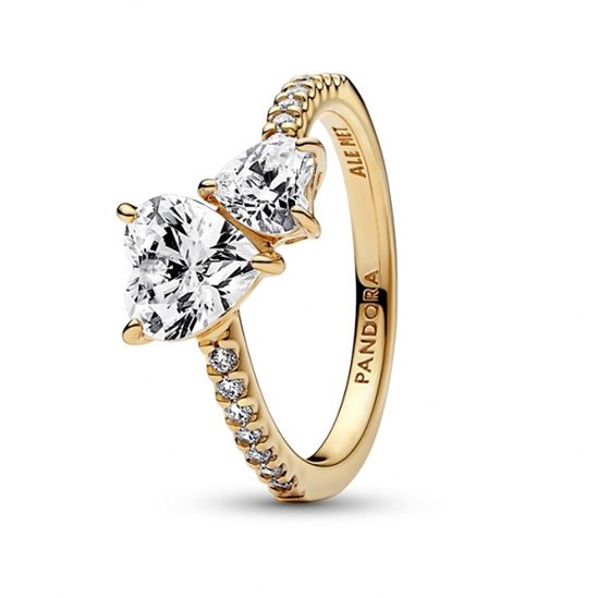 Pandora Double Heart Sparkling ring 161198C01