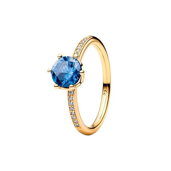 Blue Sparkling Crown Solitaire Ring 168289C02