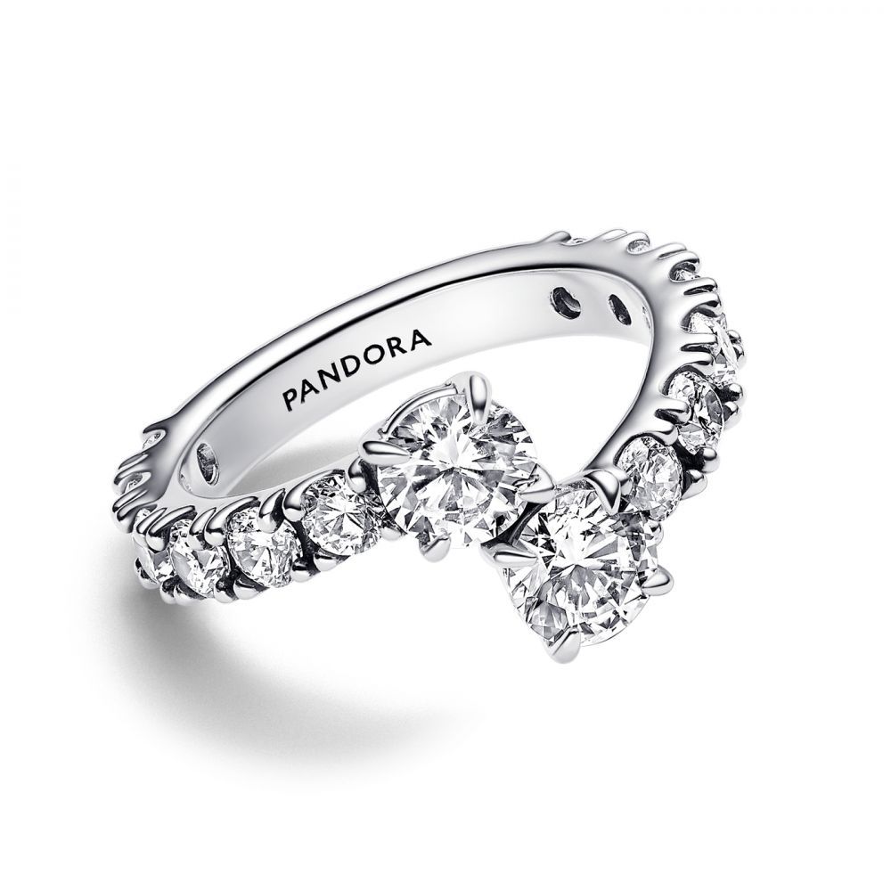 Pandora Sparkling Overlapping Band Ring 193149C01