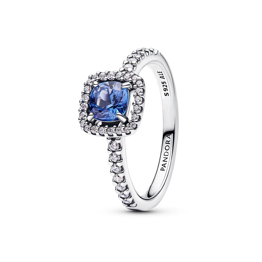 Pandora Sparkling Square Blue Halo Ring 193555C01