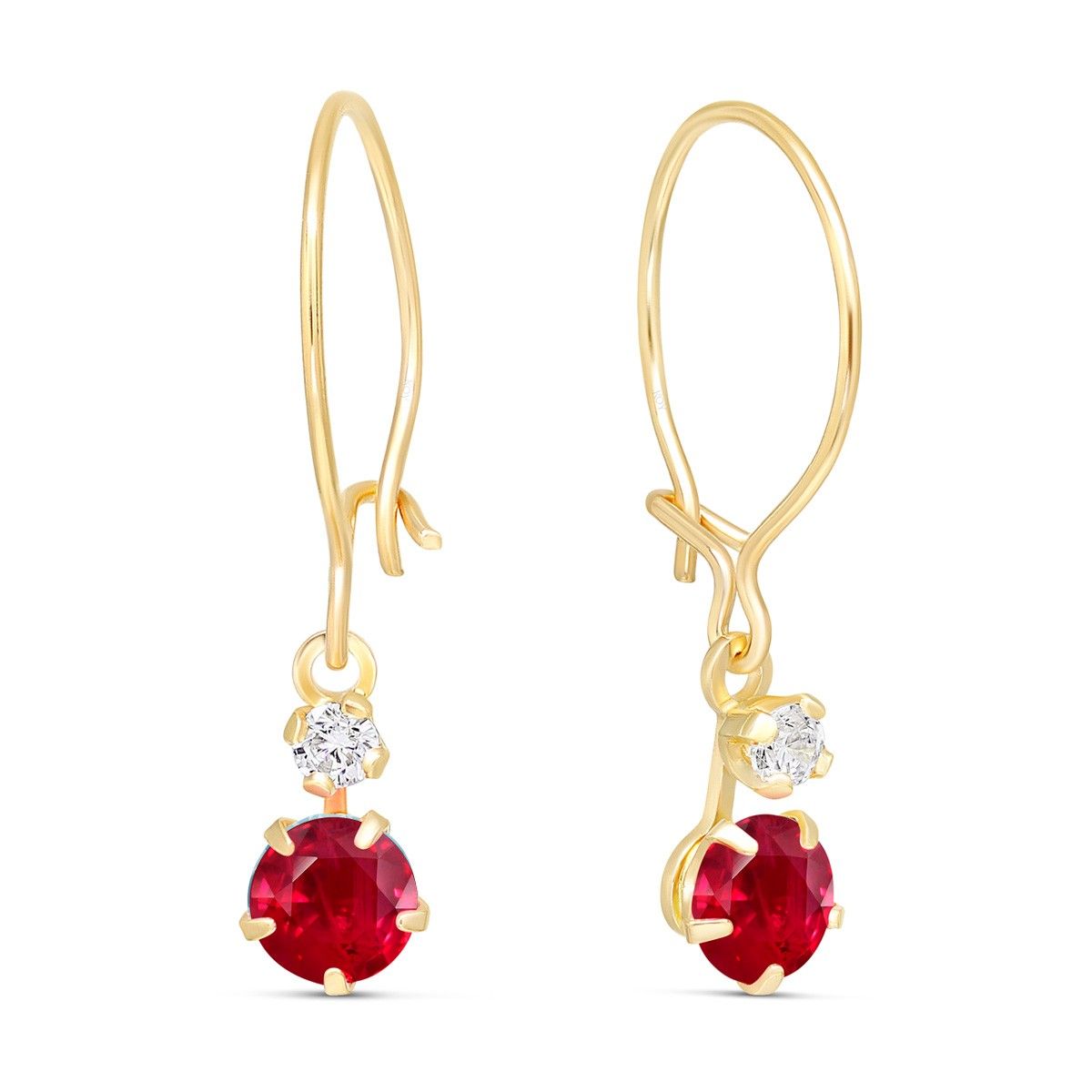 Kultaiset korvakorut / punainen kivi 23-1003PUN