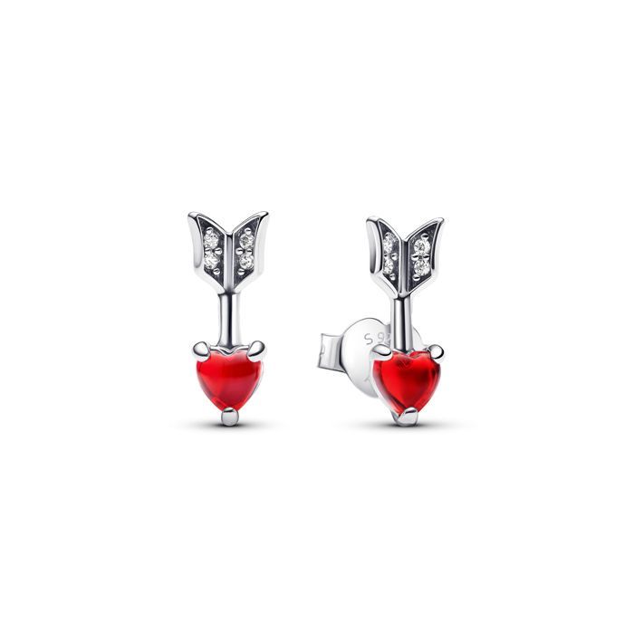 Pandora Arrow & Murano Glass Heart Stud korvakorut 293668C01