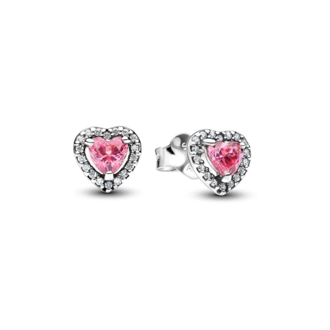 Pandora Elevated Pink Heart Stud Örhängen 298427C02