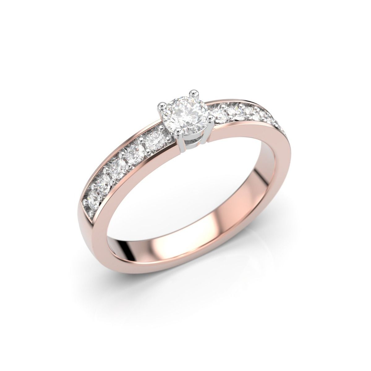 Festive Ariel Solitaire timanttisormus, puna- ja valkokulta 402-040-PV