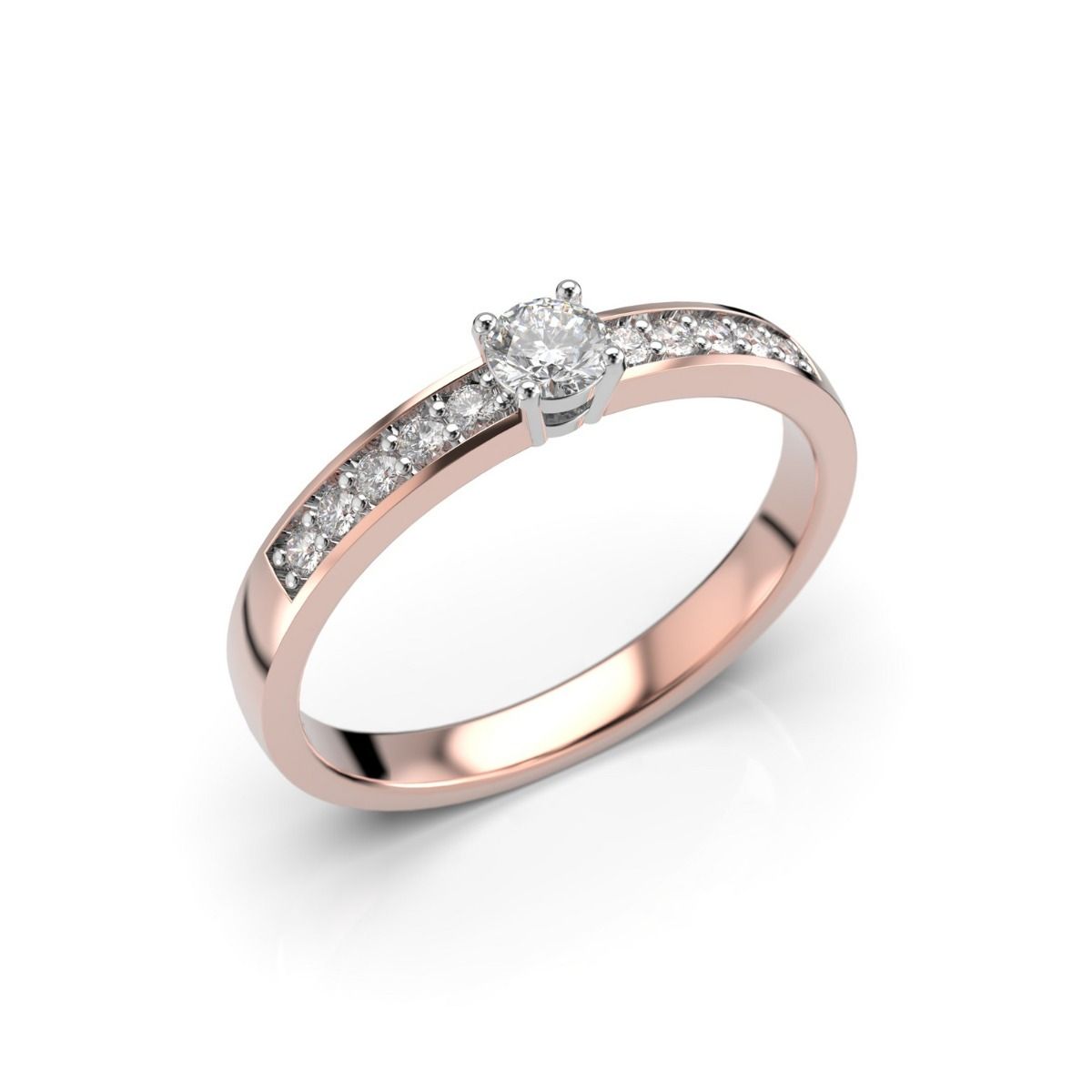 Festive Ariel Solitaire timanttisormus, puna- ja valkokulta 405-022-PV