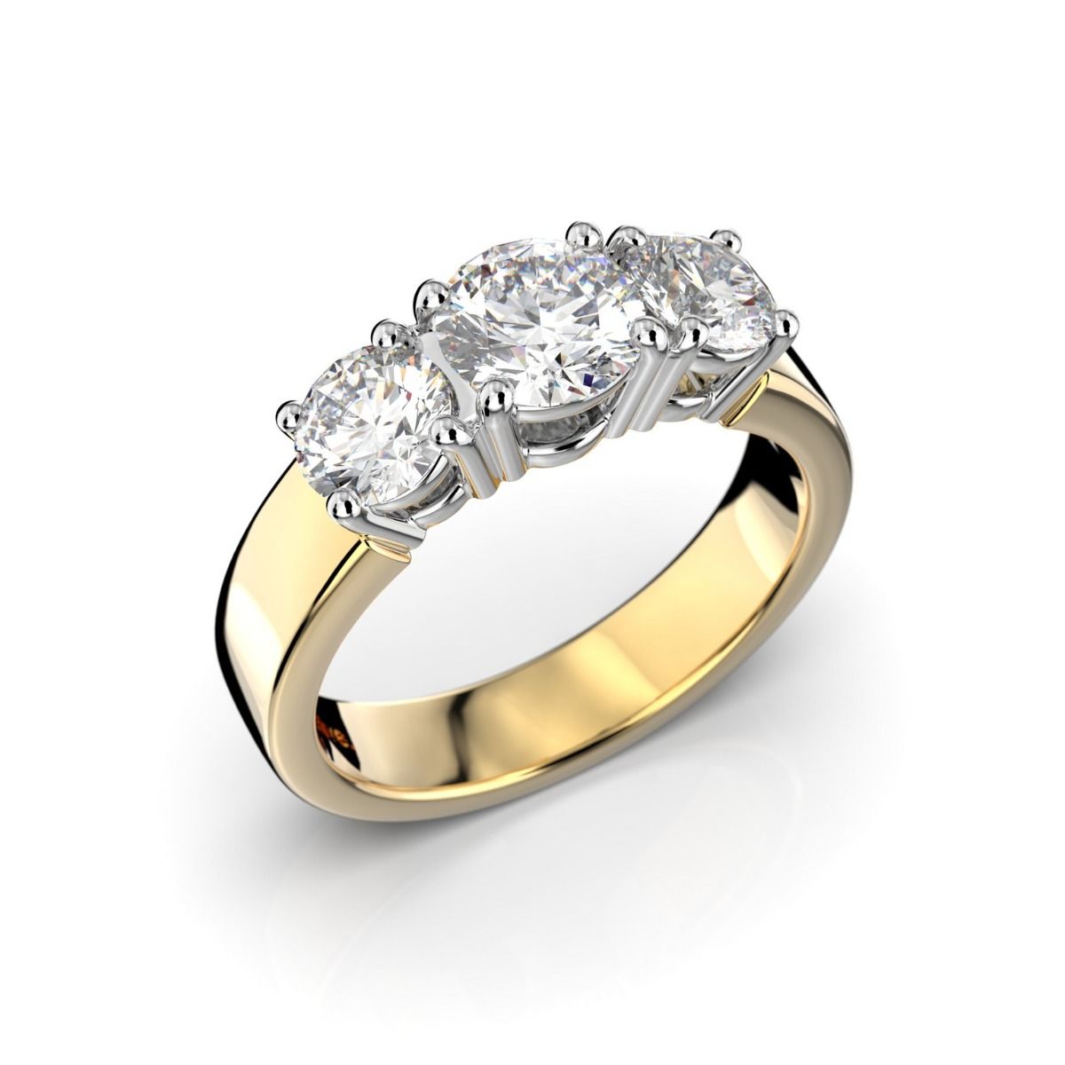 Festive Trilogy Trend timanttisormus, kelta- ja valkokulta 445-150FL-KV