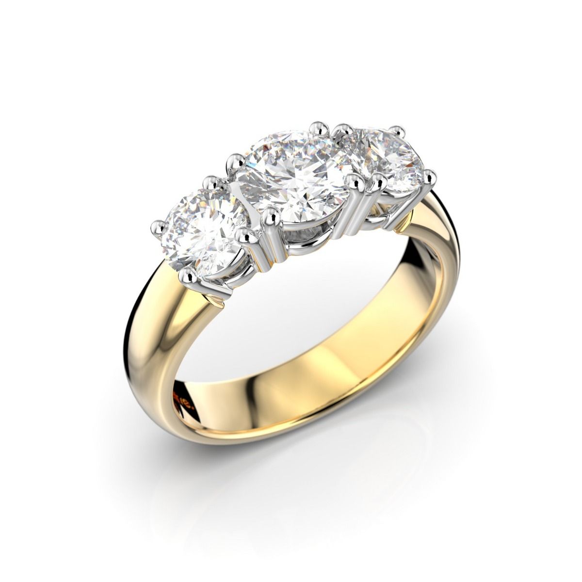 Festive Trilogy Soft timanttisormus, kelta- ja valkokulta 445-150PP-KV