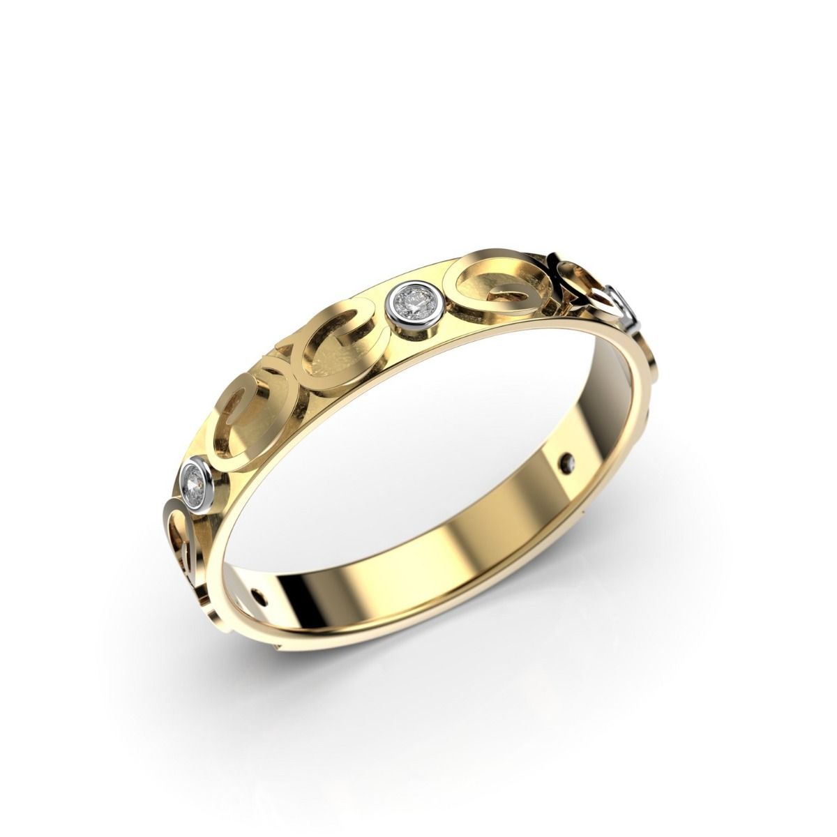 Festive Figure timanttisormus, keltakulta 489-005-KK