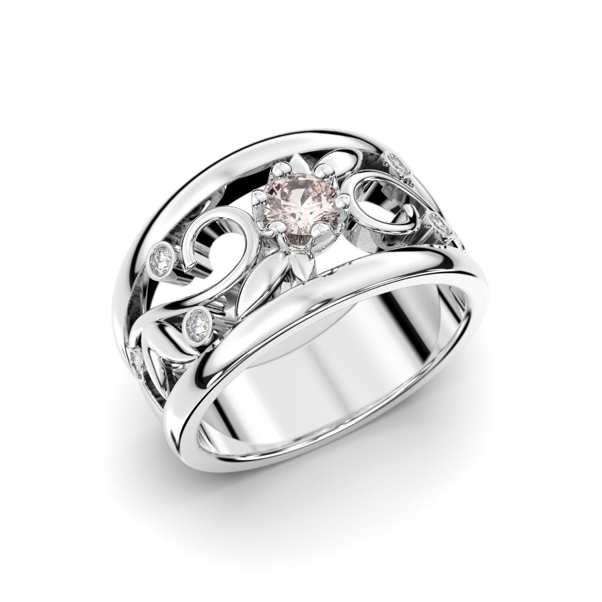 Festive Metsän Aarre Morganiitti timanttisormus, platina 538-029M-PT