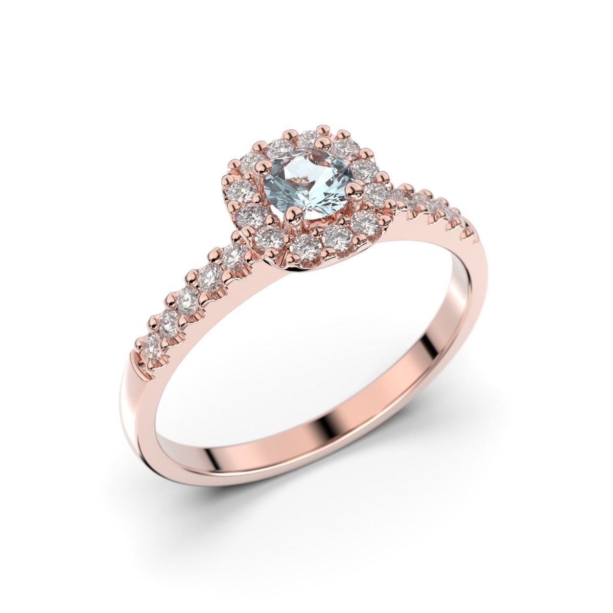 Festive Janette Akvamariini timanttisormus, punakulta 566-040A-PK