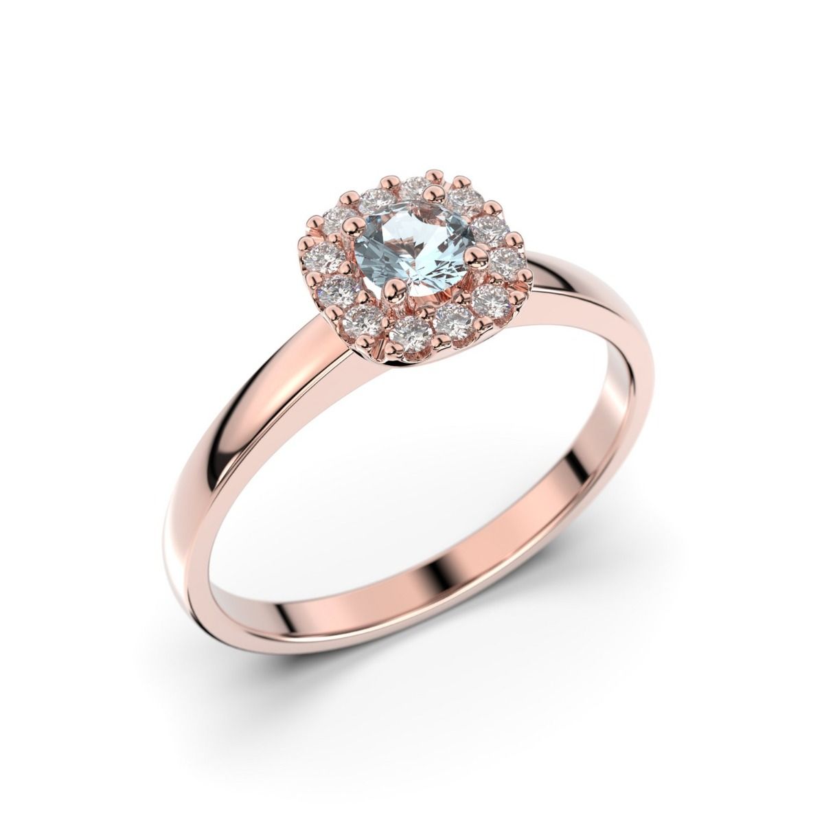 Festive Janette Akvamariini timanttisormus, punakulta 567-030A-PK