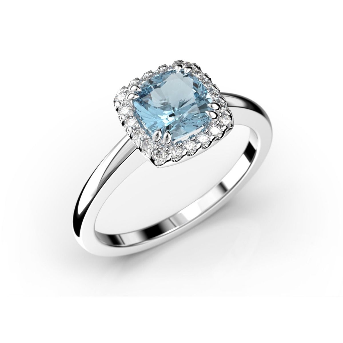 Festive Elsa timantti-akvamariinisormus, platina 587-090A-PT