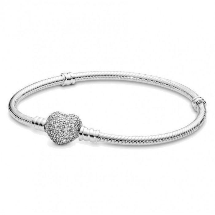 Pandora Pave Heart Clasp Armband 21 cm 590727CZ
