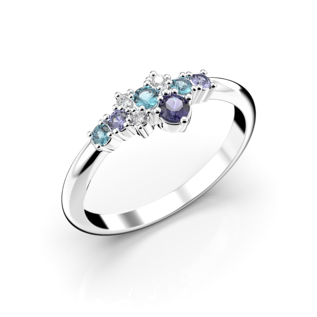 Festive Nelly Blue timanttisormus, platina 609-019B-PT