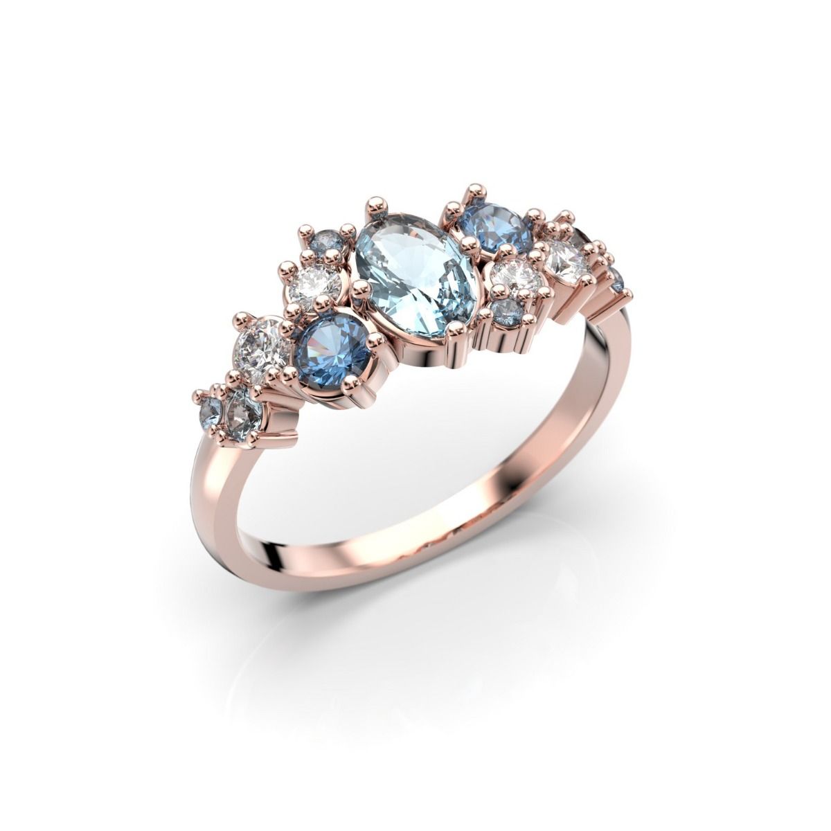 Festive Natasha Blue timanttisormus, punakulta 610-100B-PK