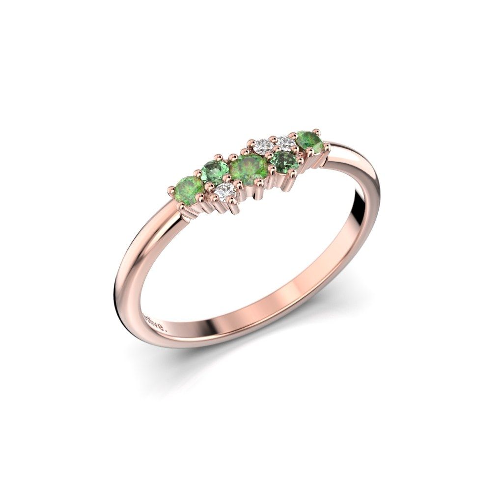 Festive Nadja Green timanttisormus, punakulta 650-018G-PK