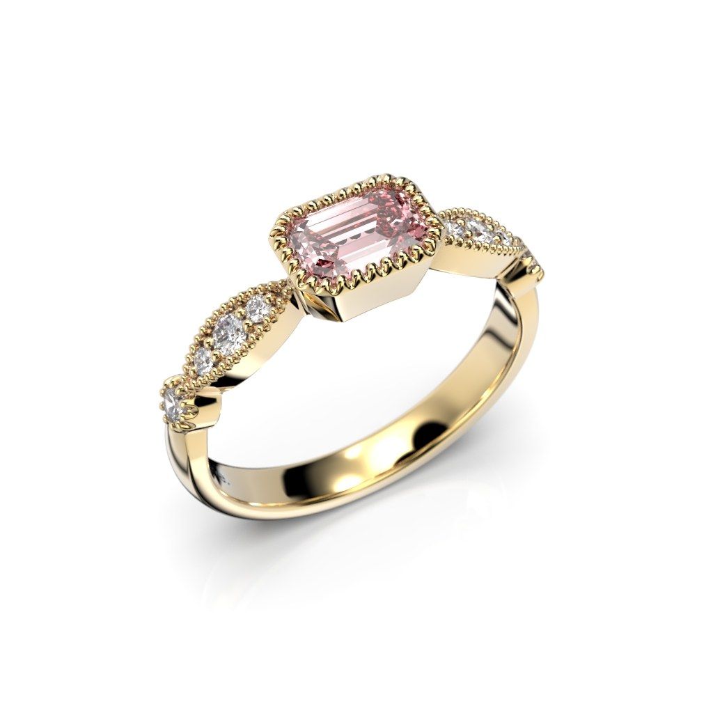 Festive Rosette Morganiitti timanttisormus, keltakulta 653-066-KK