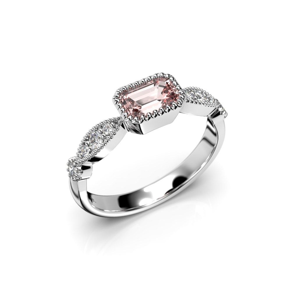 Festive Rosette Petite Morganiitti timanttisormus, platina 653-066-PT