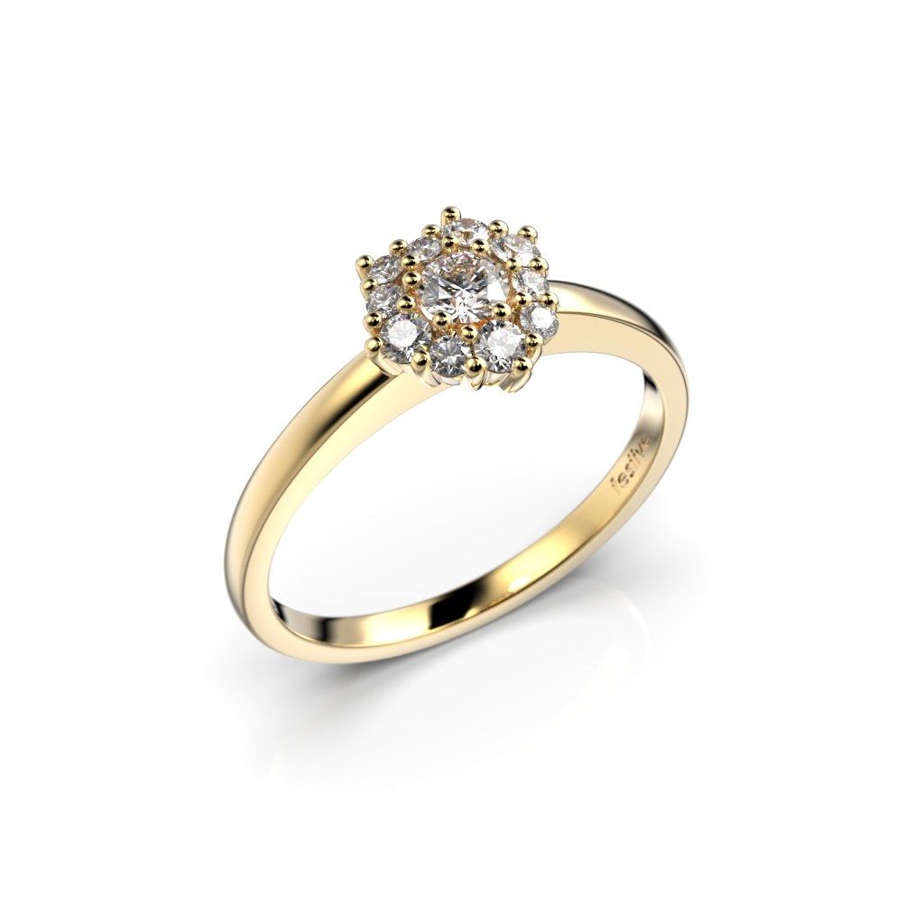 Festive Nadja Halo timanttisormus, keltakulta 690-028-KK