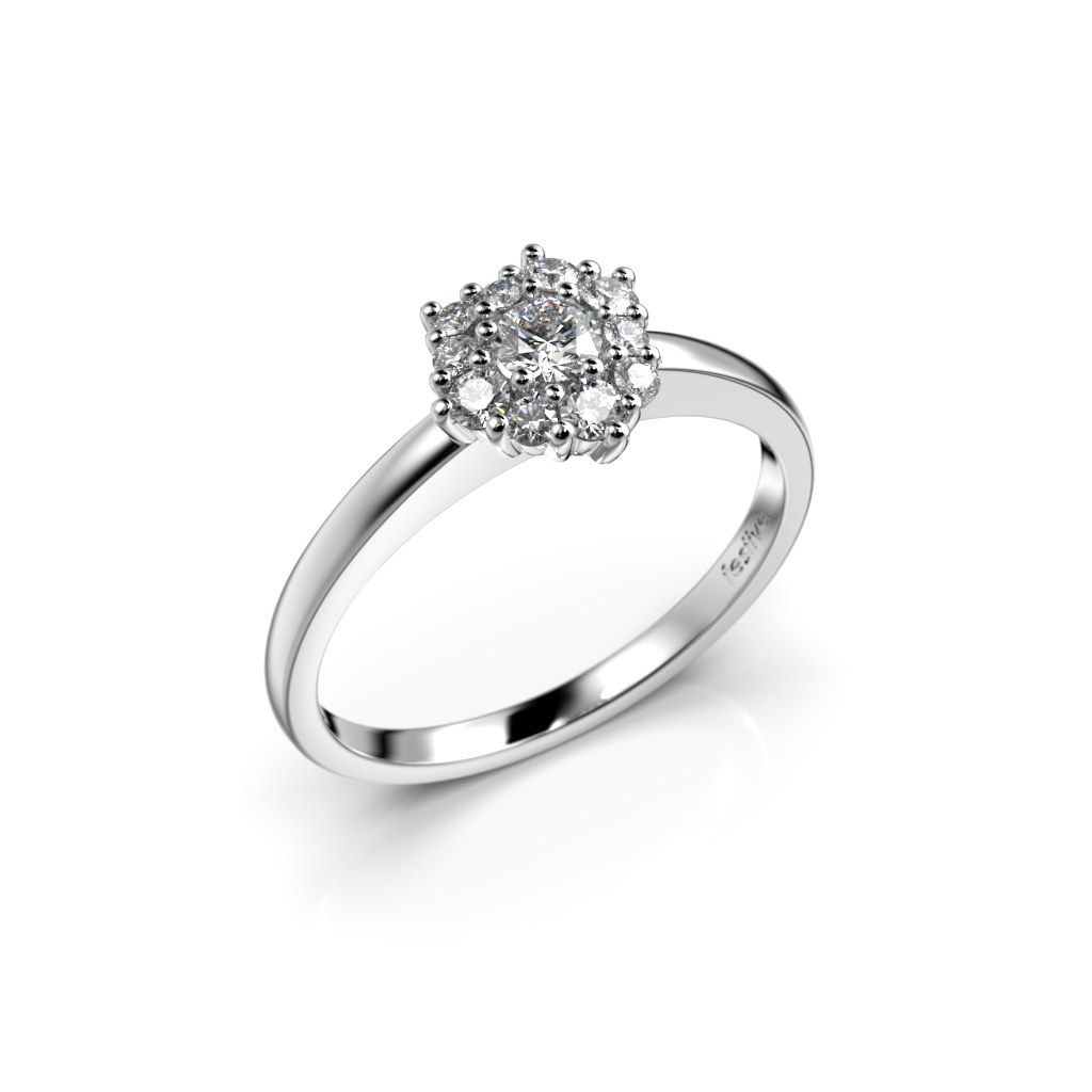 Festive Nadja Halo timanttisormus, platina 690-028-PT