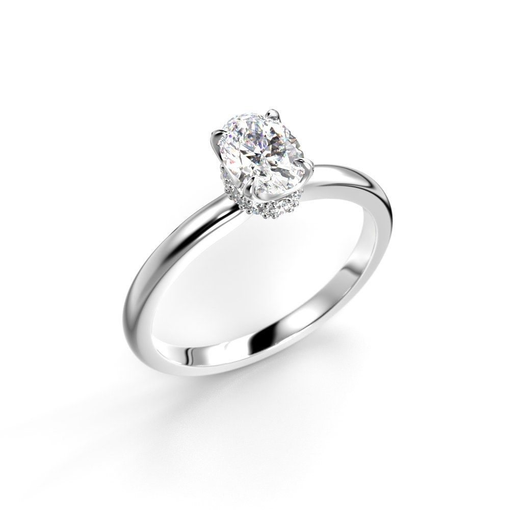 Festive Heidi Hidden Halo Oval timanttisormus, platina 711-060-PT