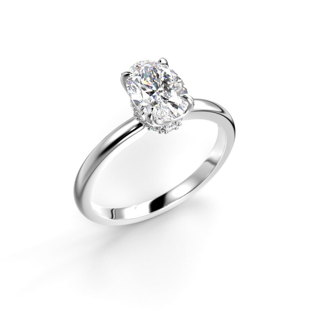 Festive Heidi Hidden Halo Oval timanttisormus, platina 711-110-PT