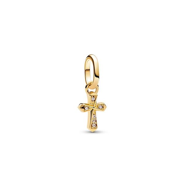 Pandora Sparkling Cross Mini Dangle hela, kullattu 763044C01