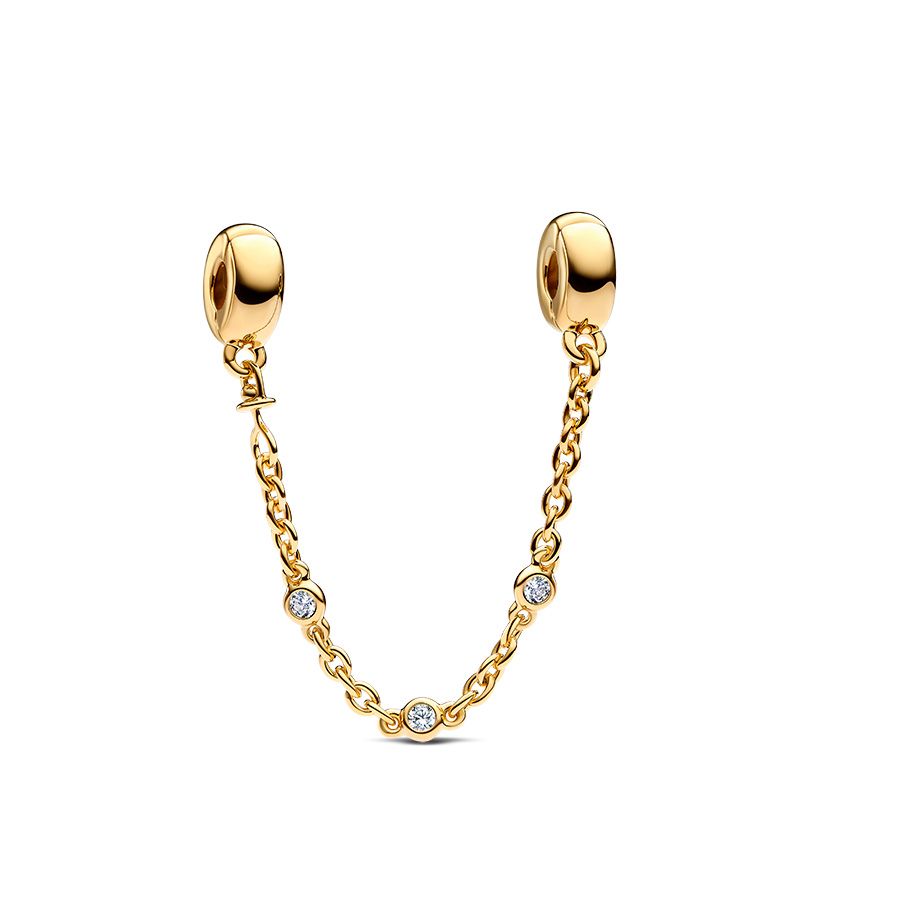 Pandora Triple Clear Stone turvaketju, 14K kullattu 763515C01-05